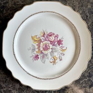 WS George Lido Canary Tone Floral Pink Gold Soup‎ Bowl 9.5” Plate
